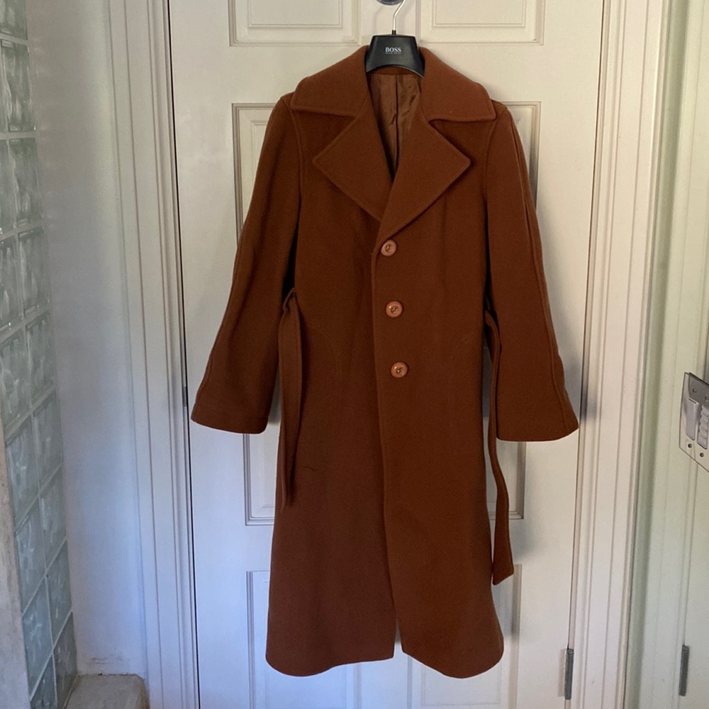 Brown 80% wool belted coat